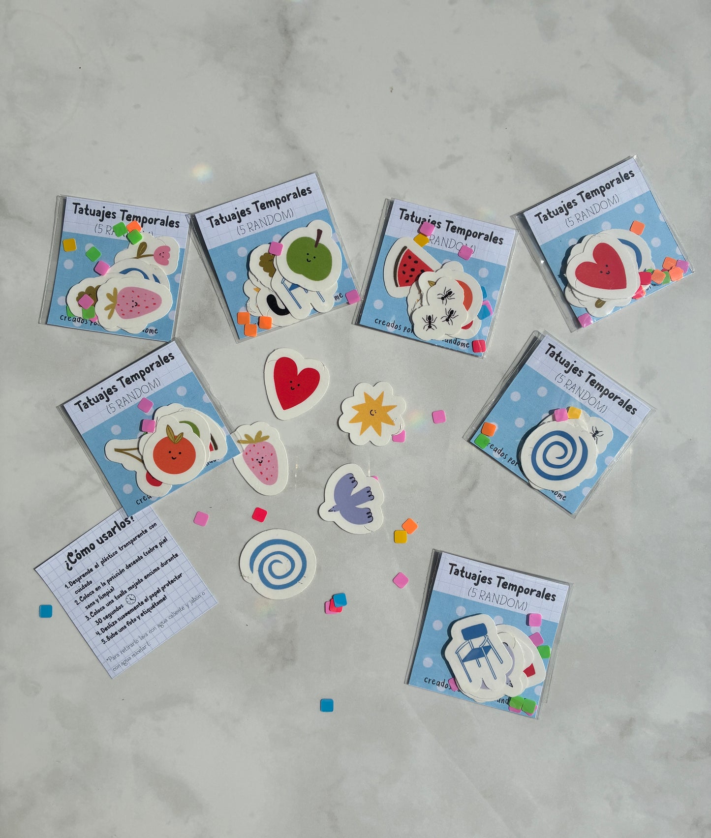 Kit 5 tatuajes temporales random