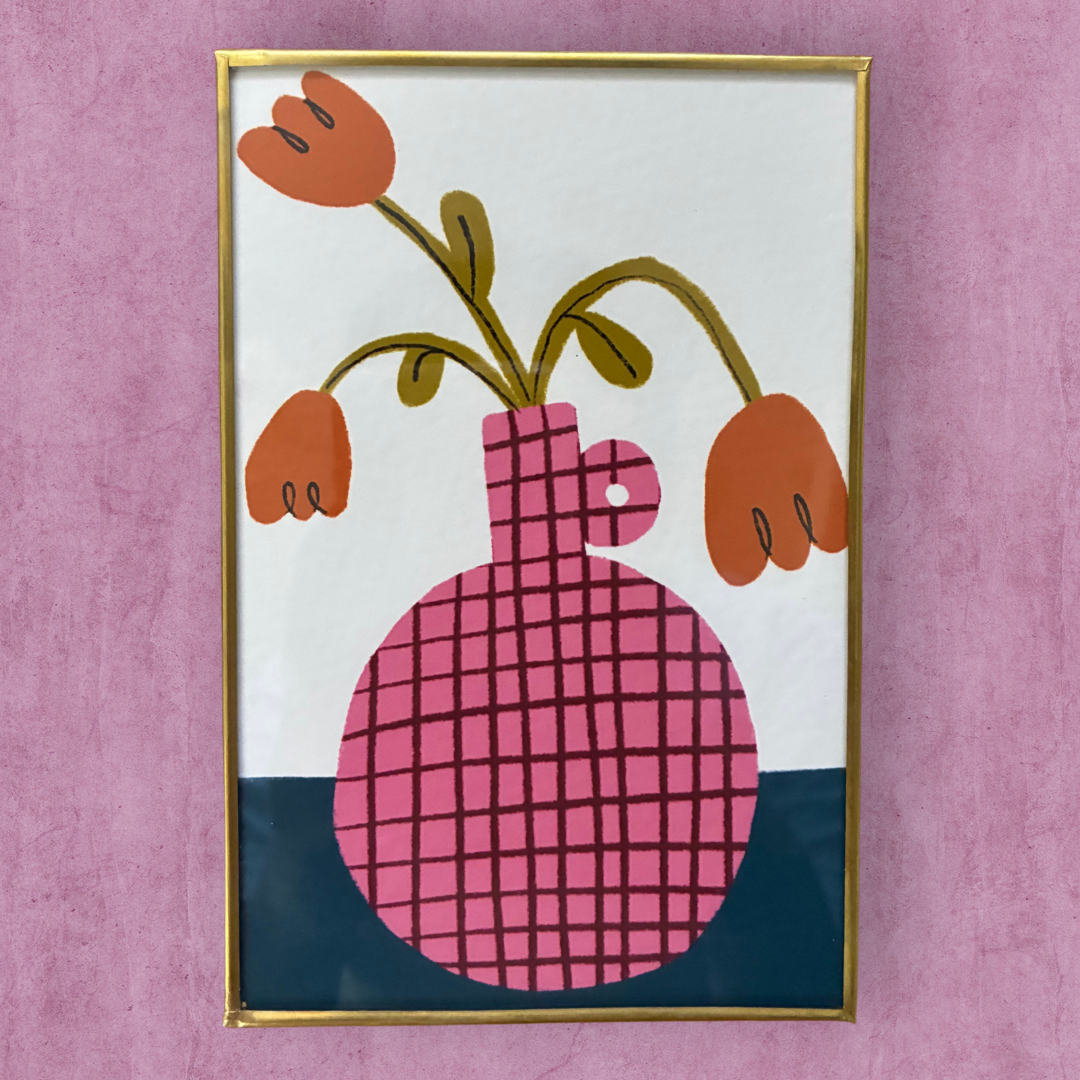 Cuadro Florero Rosa 10x15 cm