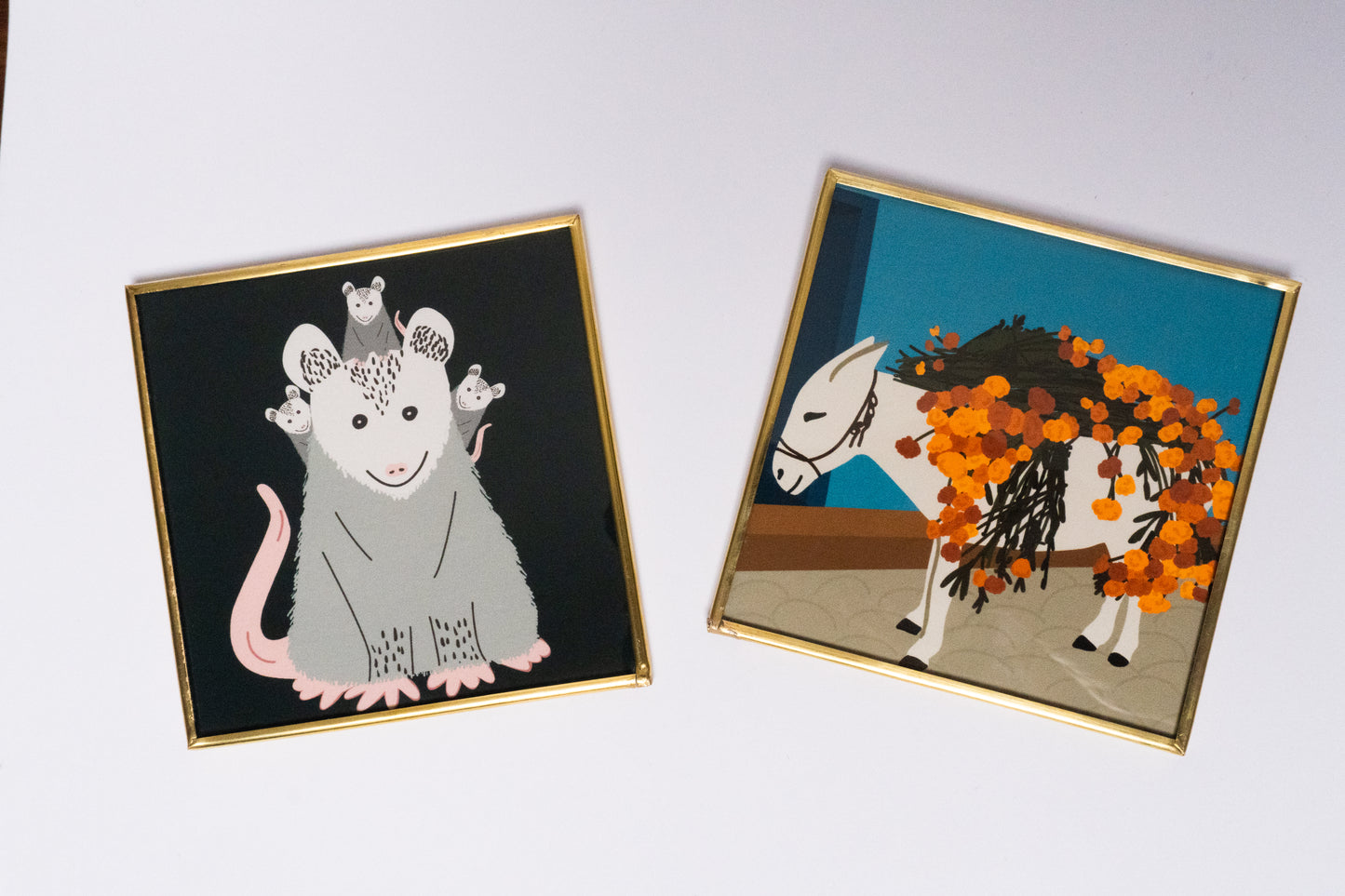 Opossum painting 10 x 10 cm