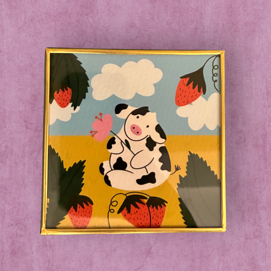 Cuadro Vaquita 10 x 10 cm