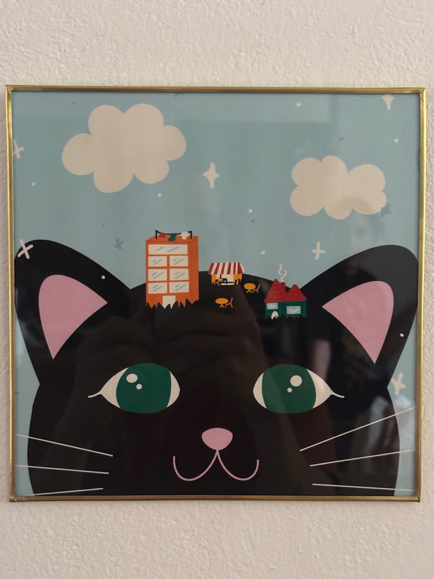 Cuadro Gato Ciudad 20 x 20 cm